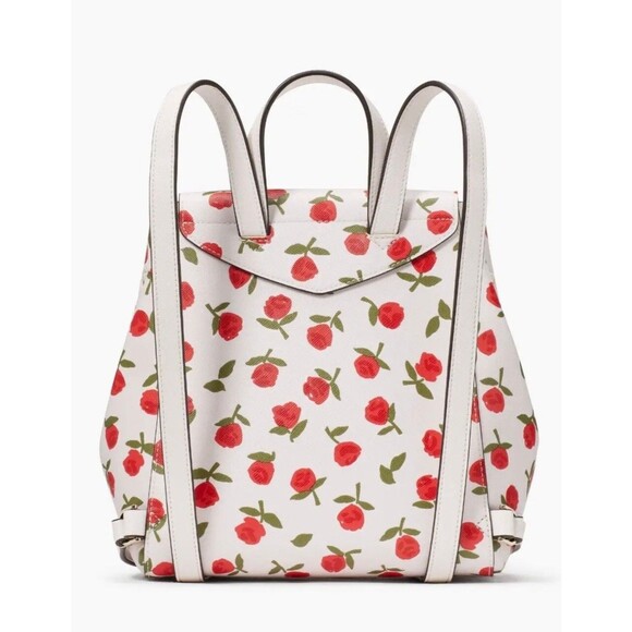 New Kate Spade Lizzie Medium Flap Backpack Festive Rosette Saffiano Multi - Picture 5 of 5